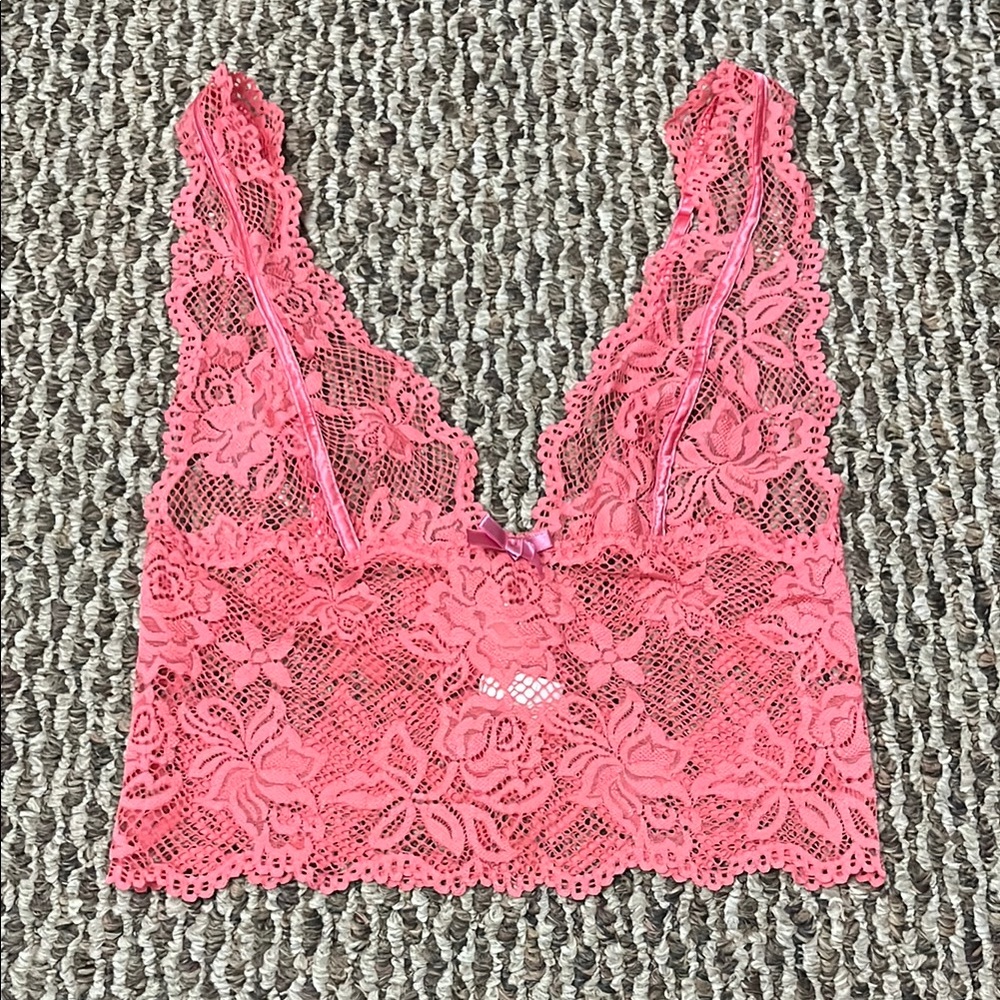 Lace Bralette in Coral Pink